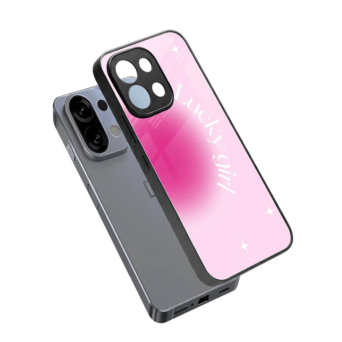 Lucky Girl Aesthetic sleek oppo k13 5g cover with tempered glass back and TPU edges