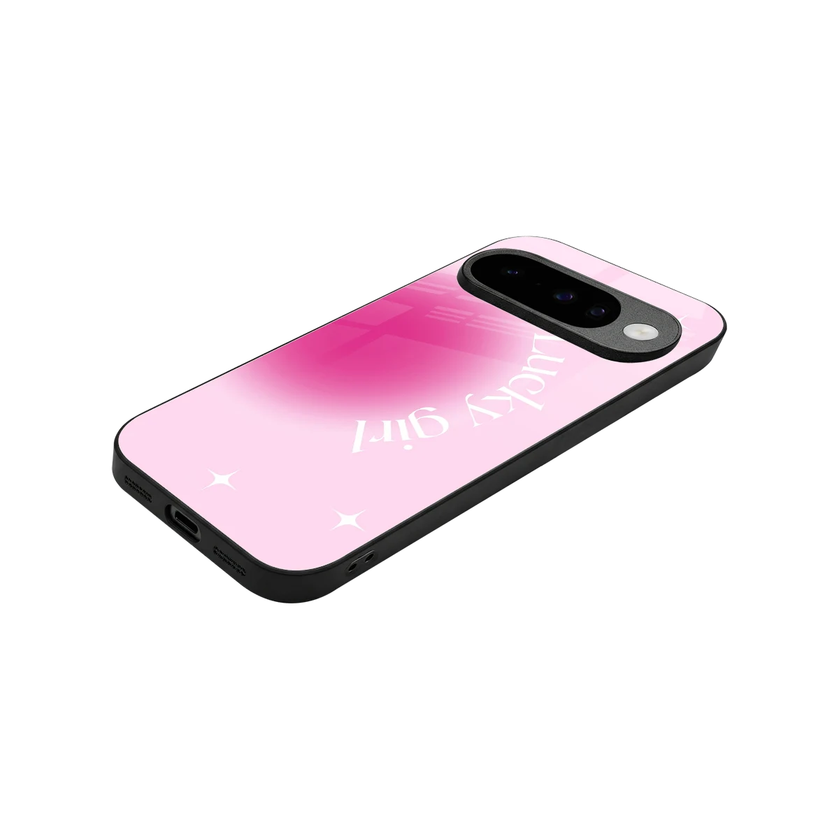 Lucky Girl Aesthetic stylish phone case for google pixel 10 | glossy glass and slim fit