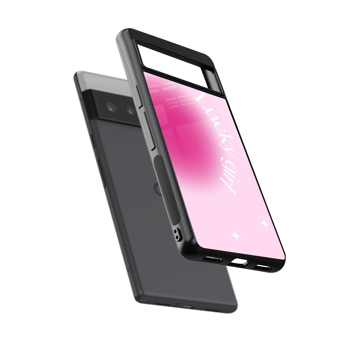Lucky Girl Aesthetic sleek google pixel 6 pro cover with tempered glass back and TPU edges