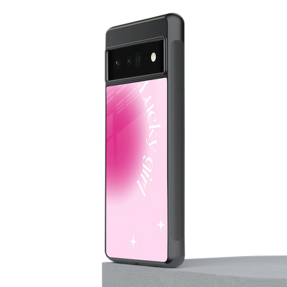 Lucky Girl Aesthetic stylish phone case for google pixel 6 pro | glossy glass and slim fit