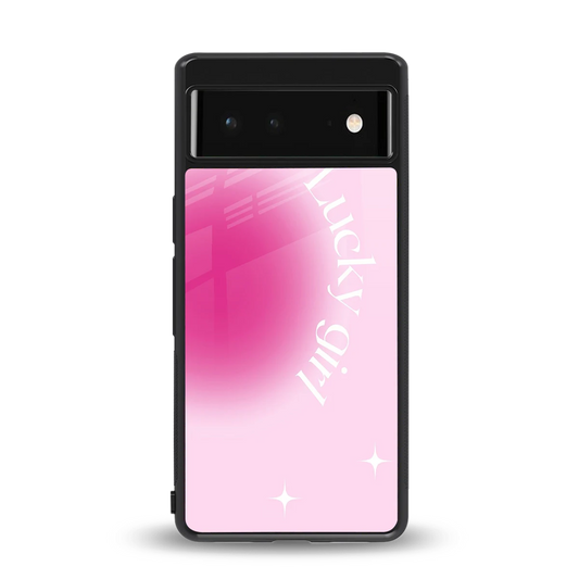 Lucky Girl Aesthetic back phone cover | glass case for google pixel 6a