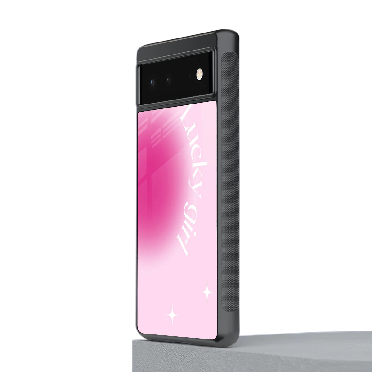 Lucky Girl Aesthetic stylish phone case for google pixel 6a | glossy glass and slim fit