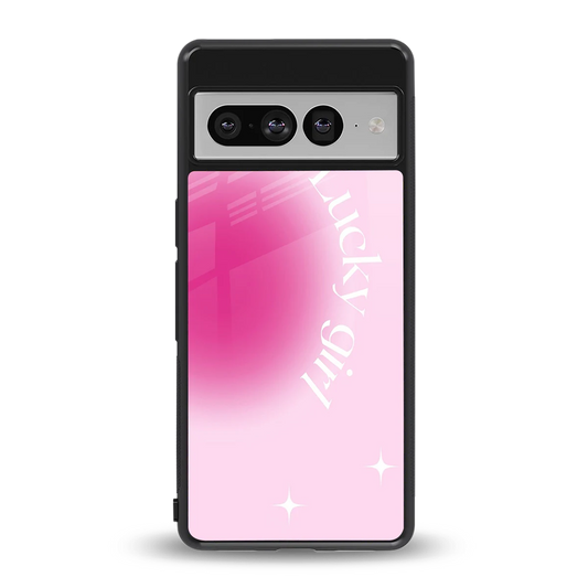 Lucky Girl Aesthetic back phone cover | glass case for google pixel 7 pro