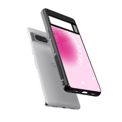 Lucky Girl Aesthetic sleek google pixel 7 pro cover with tempered glass back and TPU edges