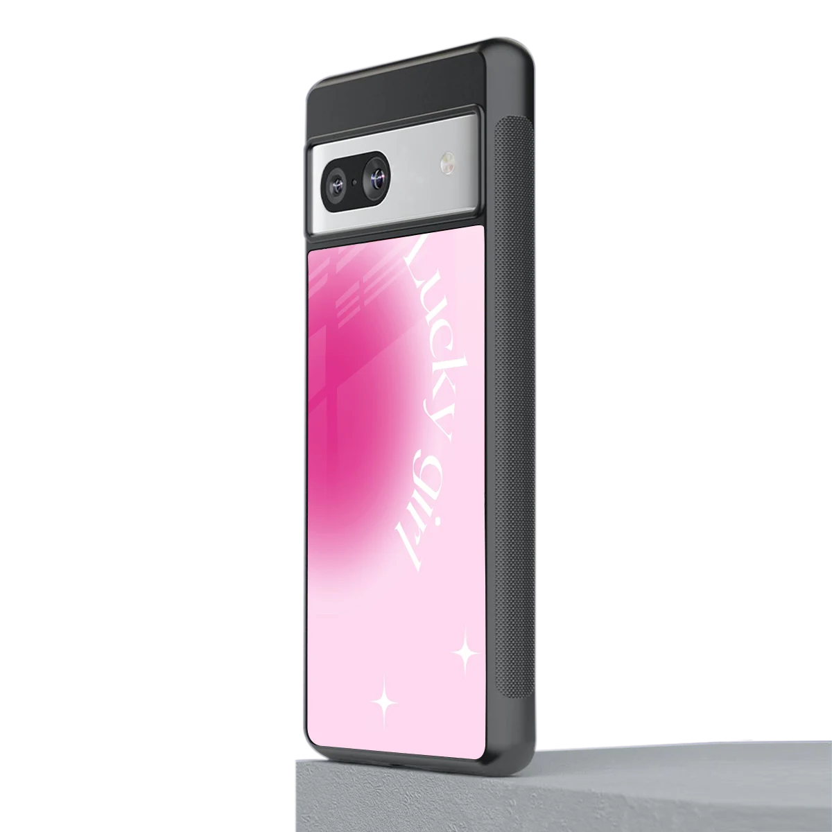 Lucky Girl Aesthetic stylish phone case for google pixel 7 | glossy glass and slim fit