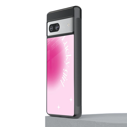 Lucky Girl Aesthetic stylish phone case for google pixel 7 | glossy glass and slim fit