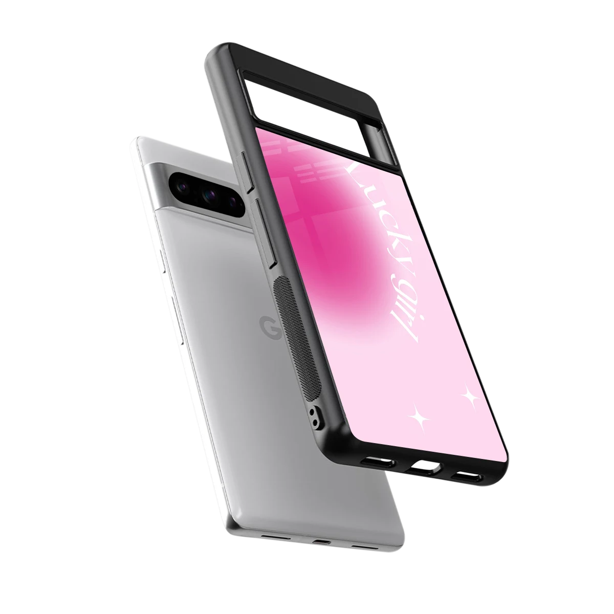 Lucky Girl Aesthetic sleek google pixel 8 pro cover with tempered glass back and TPU edges