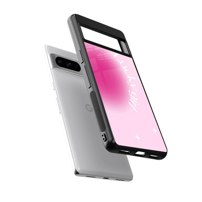 Lucky Girl Aesthetic sleek google pixel 8 pro cover with tempered glass back and TPU edges