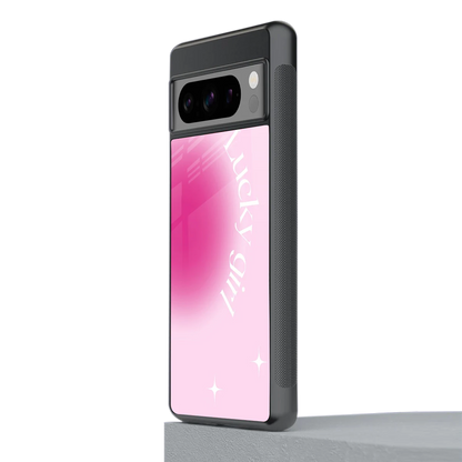 Lucky Girl Aesthetic stylish phone case for google pixel 8 pro | glossy glass and slim fit