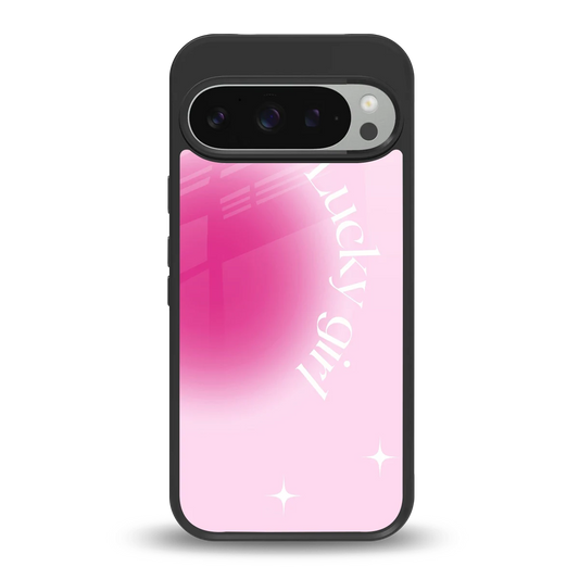 Lucky Girl Aesthetic back phone cover | glass case for google pixel 9 pro