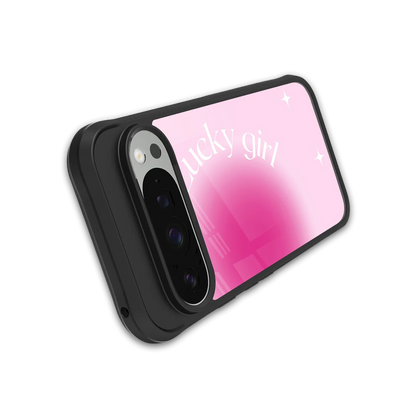 Lucky Girl Aesthetic stylish phone case for google pixel 9 pro | glossy glass and slim fit