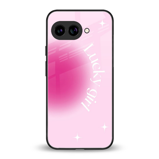 Lucky Girl Aesthetic back phone cover | glass case for google pixel 9a