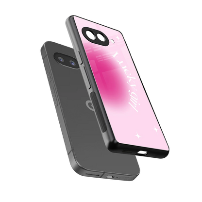 Lucky Girl Aesthetic sleek google pixel 9a cover with tempered glass back and TPU edges