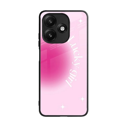Lucky Girl Aesthetic back phone cover | glass case for redmi 12 5g