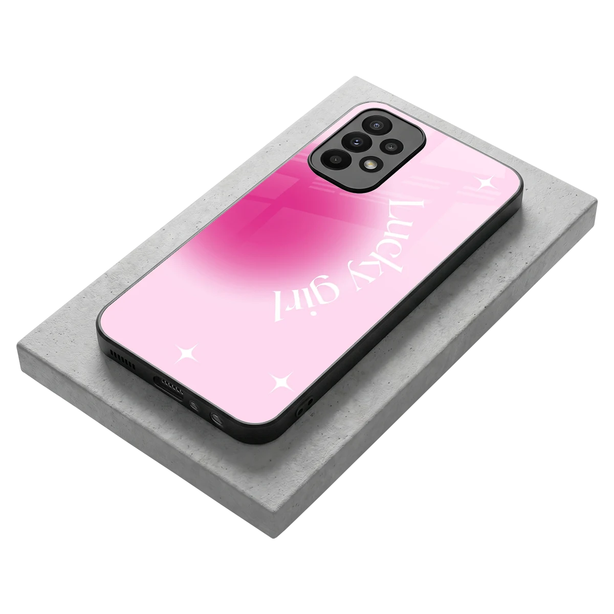 Lucky Girl Aesthetic stylish phone case for samsung galaxy a23 | glossy glass and slim fit
