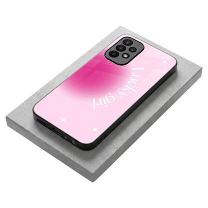 Lucky Girl Aesthetic stylish phone case for samsung galaxy a23 | glossy glass and slim fit