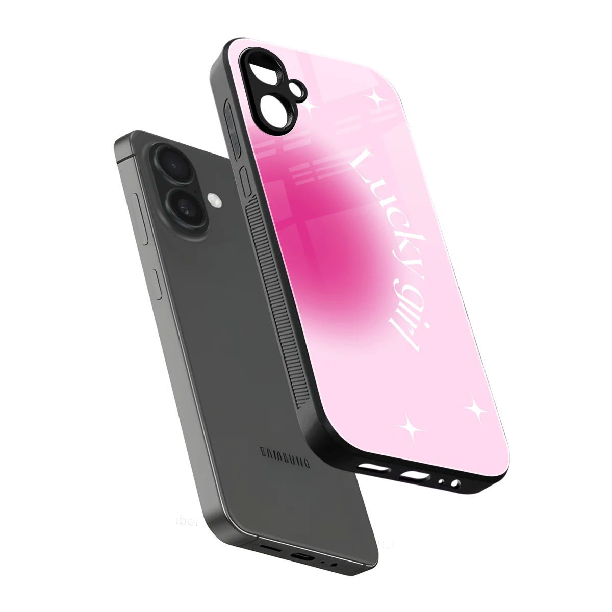 Lucky Girl Aesthetic sleek samsung galaxy a06 5g cover with tempered glass back and TPU edges