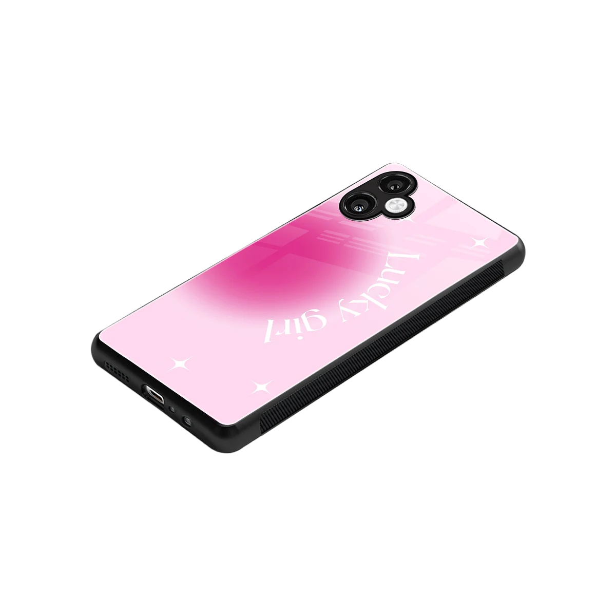 Lucky Girl Aesthetic stylish phone case for samsung galaxy a06 5g | glossy glass and slim fit