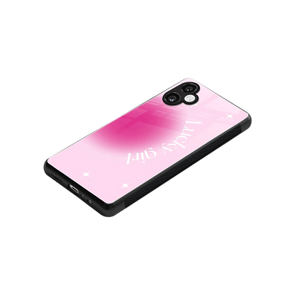 Lucky Girl Aesthetic stylish phone case for samsung galaxy a06 5g | glossy glass and slim fit