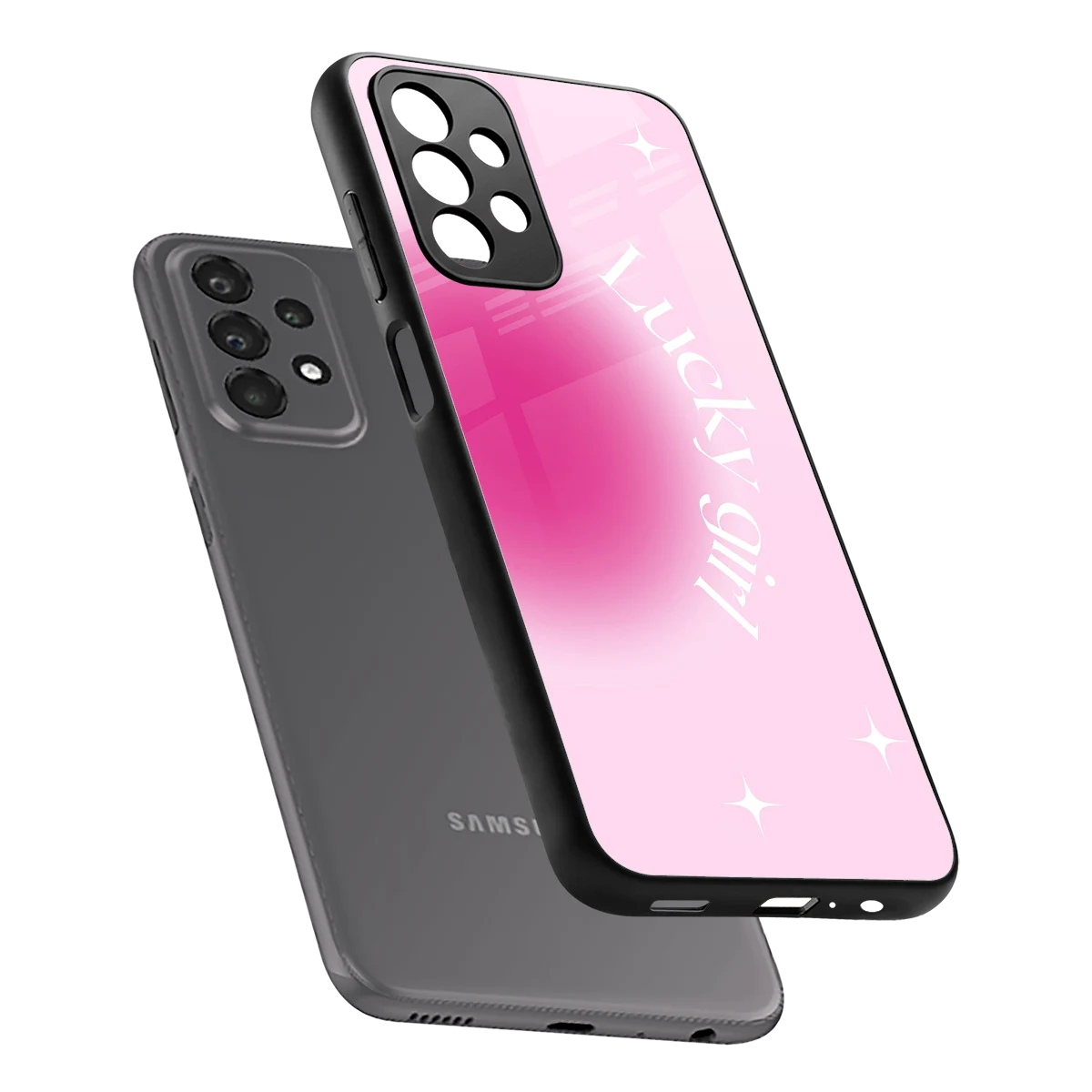 Lucky Girl Aesthetic sleek samsung galaxy a23 cover with tempered glass back and TPU edges