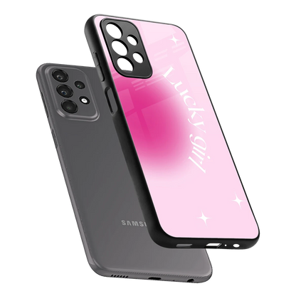 Lucky Girl Aesthetic sleek samsung galaxy a23 cover with tempered glass back and TPU edges