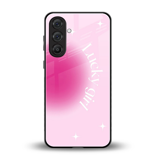 Lucky Girl Aesthetic back phone cover | glass case for samsung galaxy m35 5g