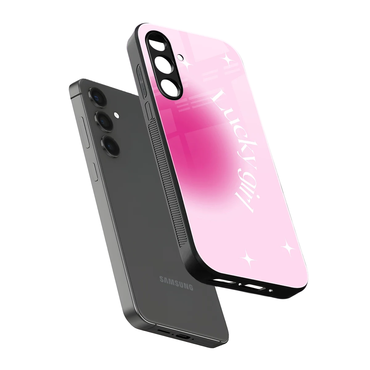 Lucky Girl Aesthetic sleek samsung galaxy a14 5g cover with tempered glass back and TPU edges