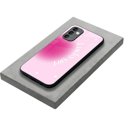 Lucky Girl Aesthetic stylish phone case for samsung galaxy m14 5g | glossy glass and slim fit