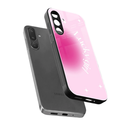 Lucky Girl Aesthetic sleek samsung galaxy m56 5g cover with tempered glass back and TPU edges