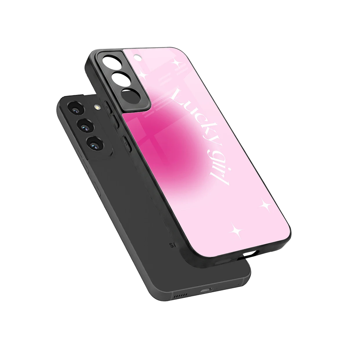 Lucky Girl Aesthetic sleek samsung galaxy s22 cover with tempered glass back and TPU edges