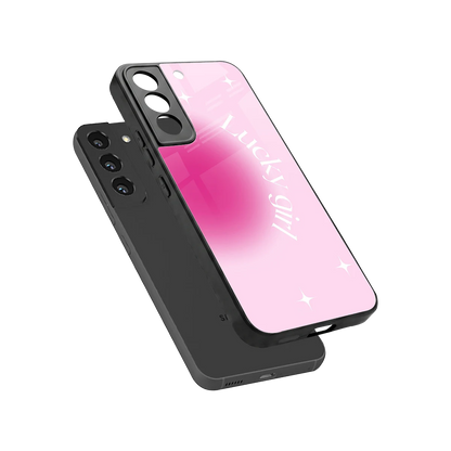 Lucky Girl Aesthetic sleek samsung galaxy s22 cover with tempered glass back and TPU edges