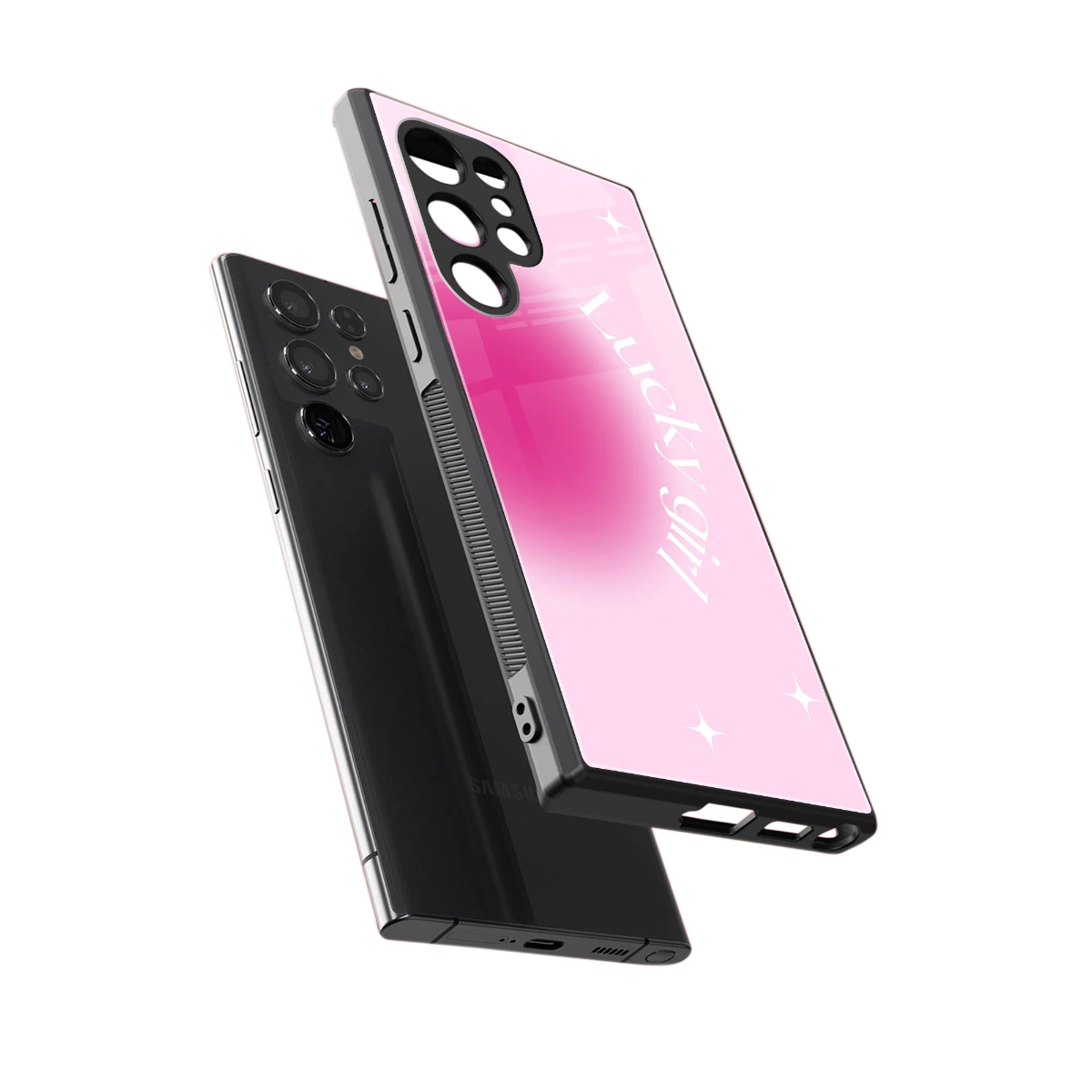 Lucky Girl Aesthetic sleek samsung galaxy s23 ultra cover with tempered glass back and TPU edges