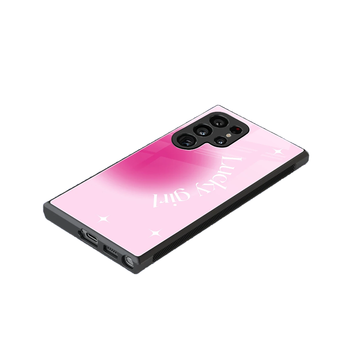 Lucky Girl Aesthetic stylish phone case for samsung galaxy s23 ultra | glossy glass and slim fit