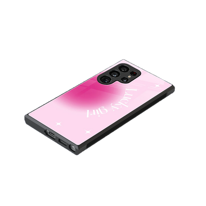 Lucky Girl Aesthetic stylish phone case for samsung galaxy s23 ultra | glossy glass and slim fit