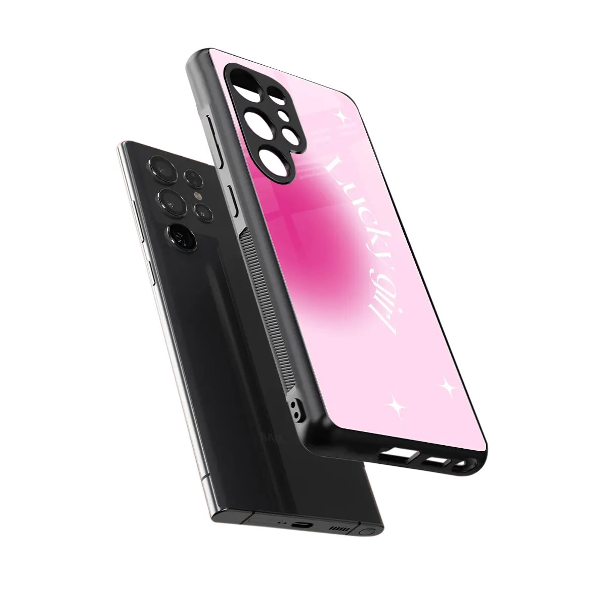 Lucky Girl Aesthetic sleek samsung galaxy s25 ultra cover with tempered glass back and TPU edges