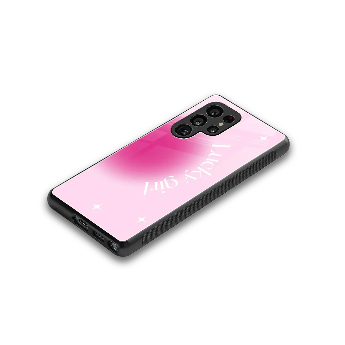 Lucky Girl Aesthetic stylish phone case for samsung galaxy s25 ultra | glossy glass and slim fit