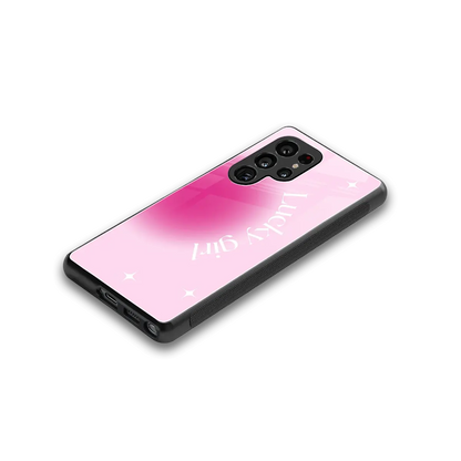 Lucky Girl Aesthetic stylish phone case for samsung galaxy s25 ultra | glossy glass and slim fit