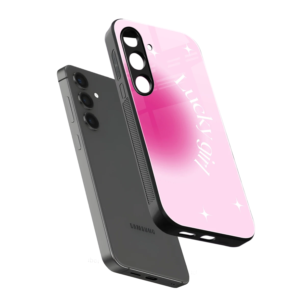 Lucky Girl Aesthetic sleek samsung galaxy s23 fe cover with tempered glass back and TPU edges