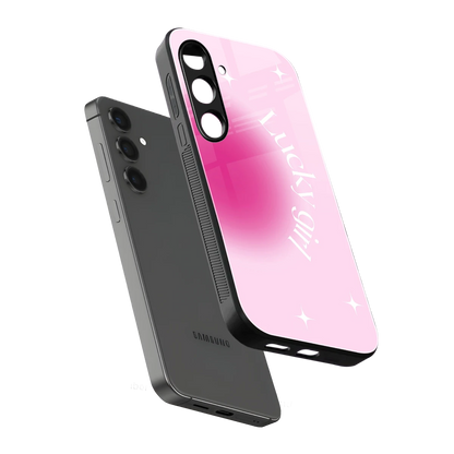 Lucky Girl Aesthetic sleek samsung galaxy s23 fe cover with tempered glass back and TPU edges