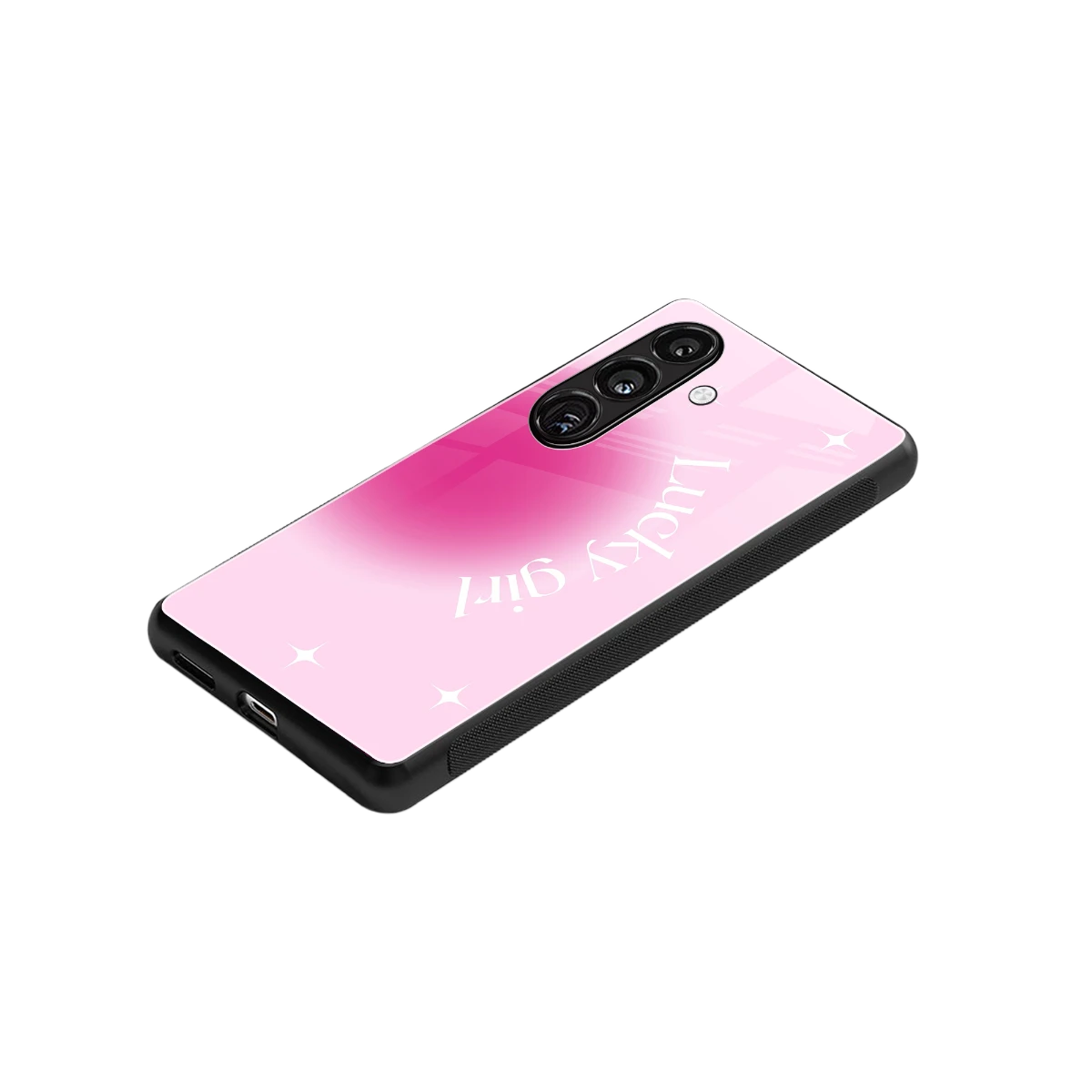 Lucky Girl Aesthetic stylish phone case for samsung galaxy s24 plus | glossy glass and slim fit