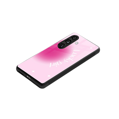 Lucky Girl Aesthetic stylish phone case for samsung galaxy s24 plus | glossy glass and slim fit