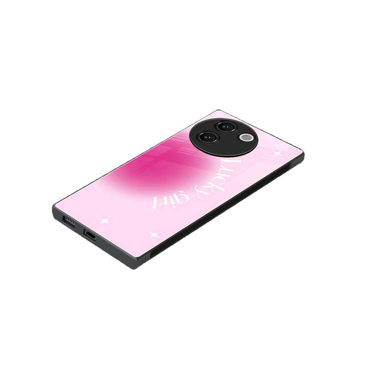 Lucky Girl Aesthetic stylish phone case for vivo v30e | glossy glass and slim fit