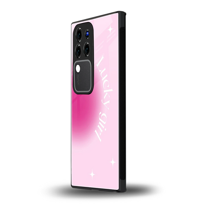 Lucky Girl Aestheticvivo v30 pro mobile cover | shockproof glass phone case