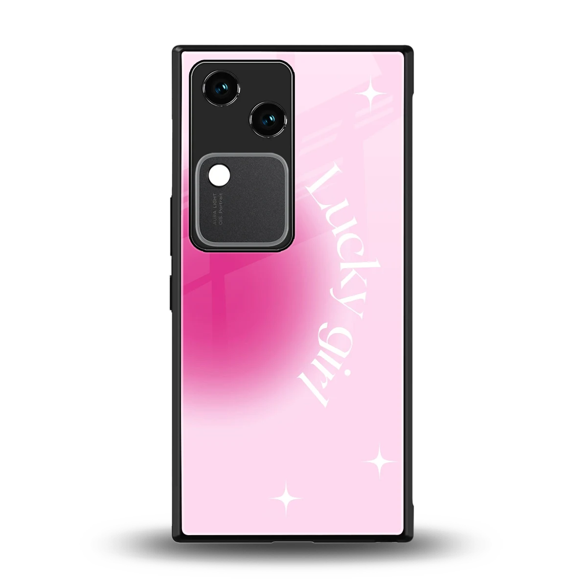 Lucky Girl Aesthetic back phone cover | glass case for vivo v30