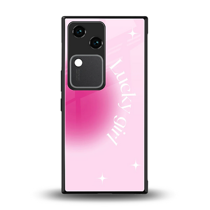 Lucky Girl Aesthetic back phone cover | glass case for vivo v30