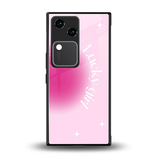 Lucky Girl Aesthetic back phone cover | glass case for vivo v30