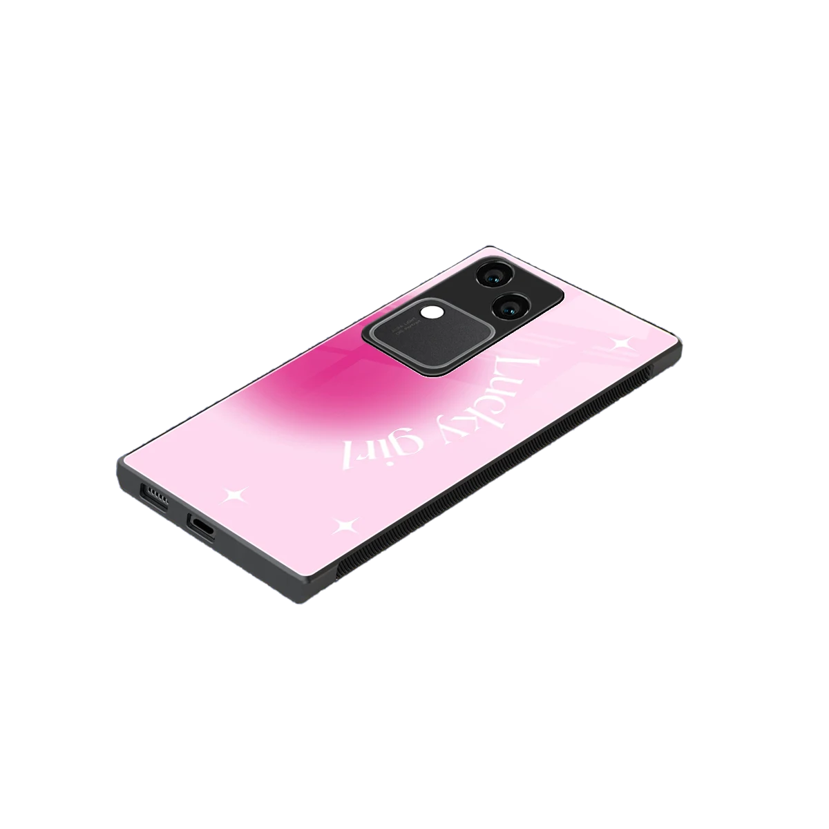 Lucky Girl Aesthetic stylish phone case for vivo v30 | glossy glass and slim fit