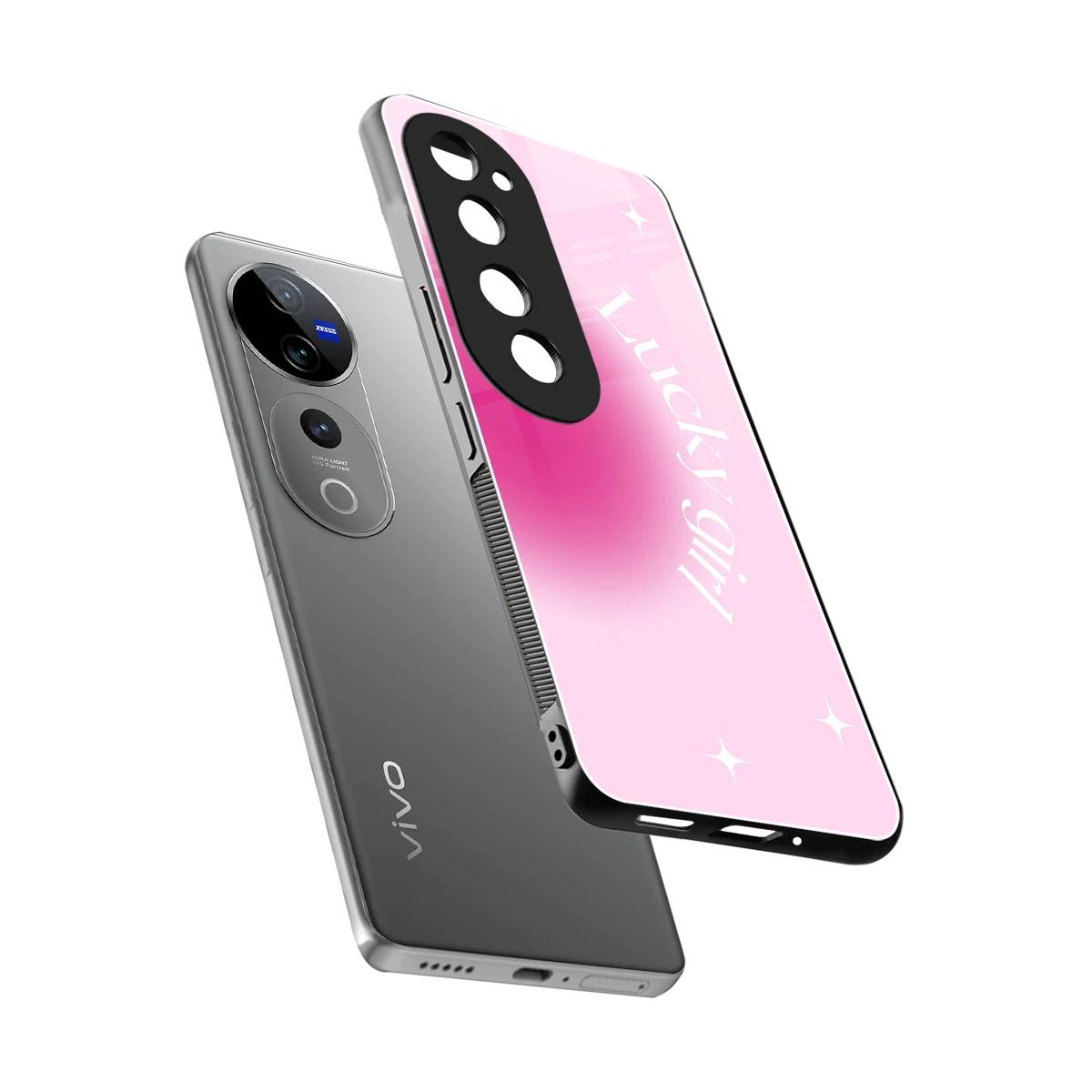 Lucky Girl Aesthetic sleek vivo v40 pro cover with tempered glass back and TPU edges
