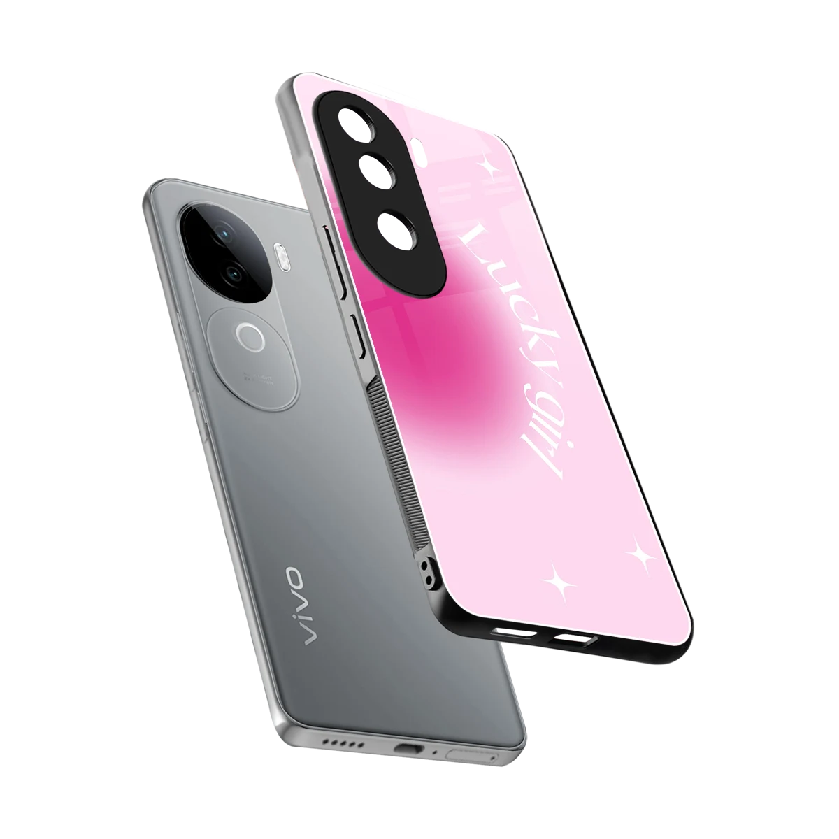 Lucky Girl Aesthetic sleek vivo v40e cover with tempered glass back and TPU edges