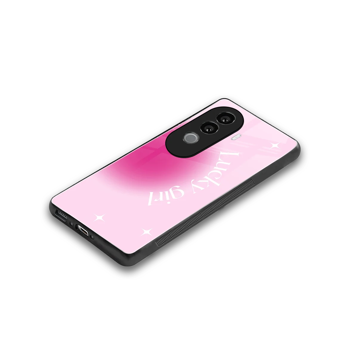 Lucky Girl Aesthetic stylish phone case for vivo v40e | glossy glass and slim fit